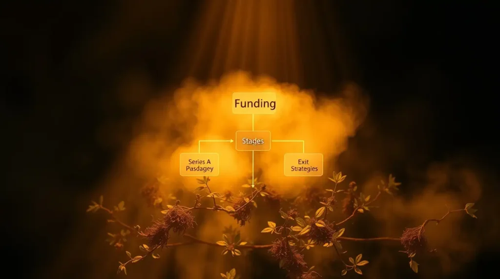 A flowchart representing stages of venture capital funding, symbolizing startup growth.